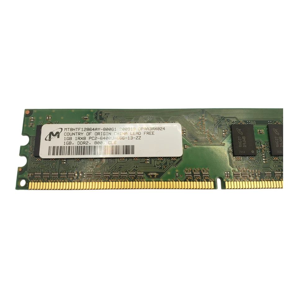 1GB PC2-6400 1 GB DIMM 800 MHz DDR2 SDRAM Memory RAM 404574-888 DDR2-800M Micron - Image 2 of 4