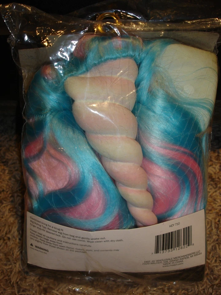 NUEVO Adulto Talla Única para la mayoría Peluca Unicornio Disfraz Halloween Arco Iris Foto 2 de 3