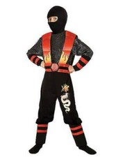 NEW SPIRIT FIRE DRAGON NINJA RED BLACK JUMPSUIT HALLOWEEN COSTUME XL 14 16