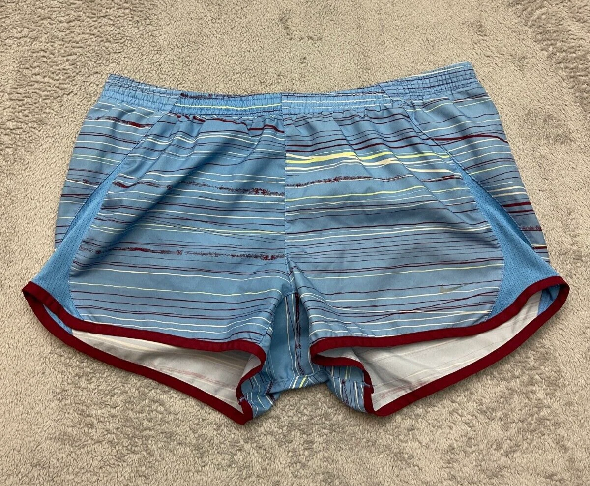 Nike Women s Dri Fit Tempo Running Shorts Blue Gray Lined Size