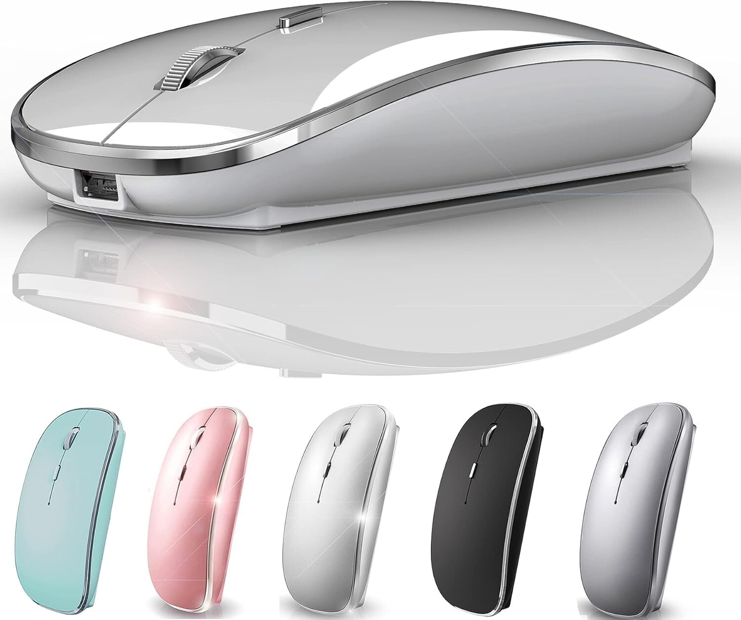 Compact Wireless Mouse Compatible with MacBook Pro Air Laptop Desktop Chromebook Windows-image