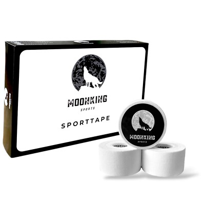 MoonKing Sports  - Sporttape Weiß (3,8cm x 10m), 3 Rollen Tape - Starke Haftung
