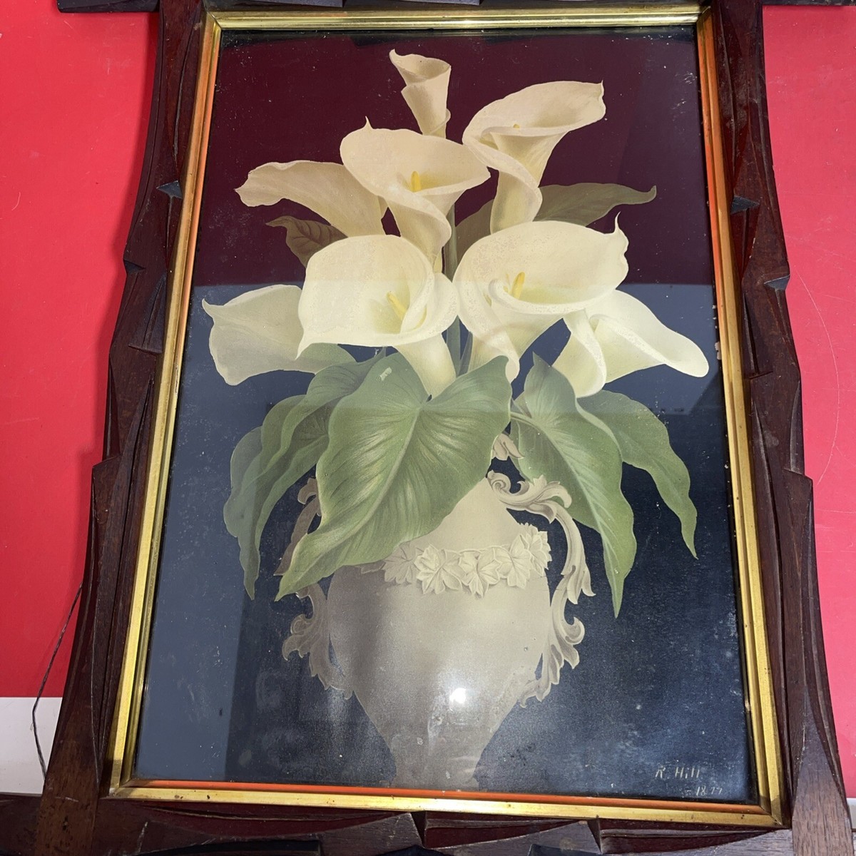 Vintage Calla Lilies In Vase By R Hill Floral Print | eBay