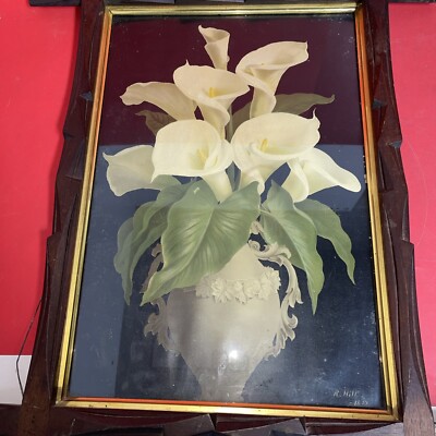 Vintage Calla Lilies In Vase By R Hill Floral Print | eBay