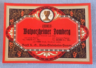 Old Wine Label Sample Label Label Walporzheimer Domberg Ahrwein Design?