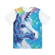 All Over Print T Shirt Unisex Adult Rainbow Unicorn Retro Style Mythical Fantasy