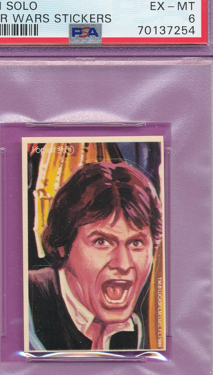 PSA 6 HAN SOLO 1980 STAR WARS YOPLAIT SPAIN #18 STICKER GRADED VINTAGE ESB-TPHLC