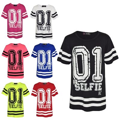 Girls Top Kids 01 #Selfie Print Desinger Stylish Fashion T Shirt Top 7-13 Years