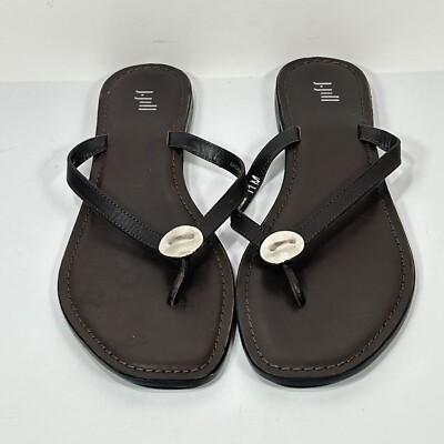 J. Jill Sandals Womens 11 M Dark Brown Leather Flip Flop Slip On Embellished