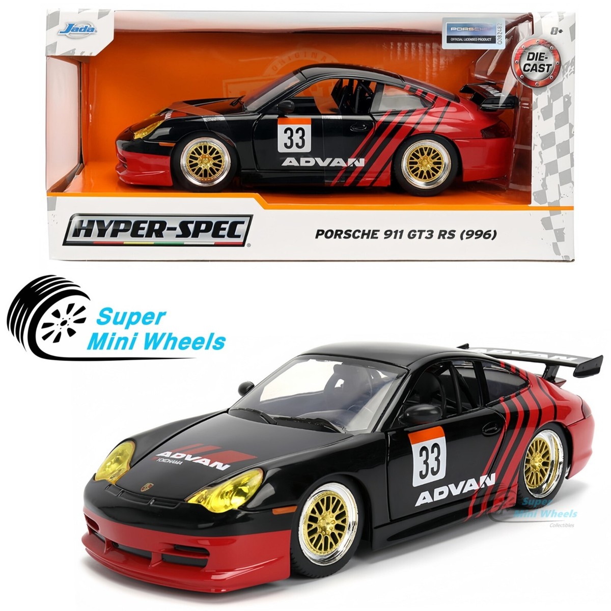Jada 1:24 Porsche 911 GT3 RS 996 Advan #33 - Hyper-Spec
