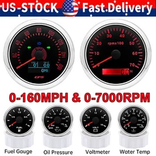 6 Gauge Set 85mm GPS Speedometer 160MPH Tachometer 7000RPM for Boat Car Truck US