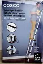 8.5 Ft SmartClose Aluminum Telescoping Ladder with Tray Cap,  12 Ft Max Reach 