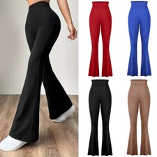 Women High Waist 2 Pockets Soft Bootcut Yoga Pants Ladies Casual Long Bootleg US