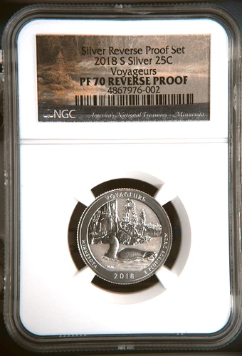 2018-S Silver Voyageurs Quarter, NGC PF 70 Reverse Proof, Reverse Proof Set