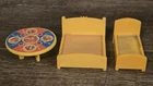 Vtg Fisher Price Little People Castle Dining Table & 2 Beds....Free Shipping!