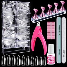 Clear Nail Tips Full Cover, Long Stiletto Nails Tips For Acrylic Nails, 600 P...