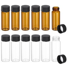 30ml Glass Sample Vials, 12Pcs Sample Vials with Screw Cap, Transparent/Brown