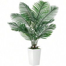 Palm Tree 5FT Artificial 60in Tall Faux 15 7 White Planter Fake Potted Indoor