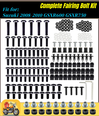 Black Complete Fairing Bolt Kit Stainless Screw for Suzuki GSXR600/750 2008-2010