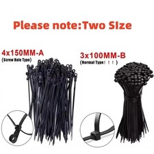 Screw Mount Cable Ties Nylon Zip Tie Wraps Head Wire Tidy Wall Fixing Black Whit