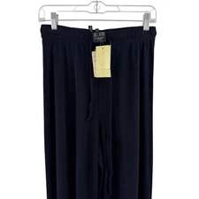 Vintage Escada Sport Pants Womens Medium Navy Silk Pull On Elastic Quiet Luxury