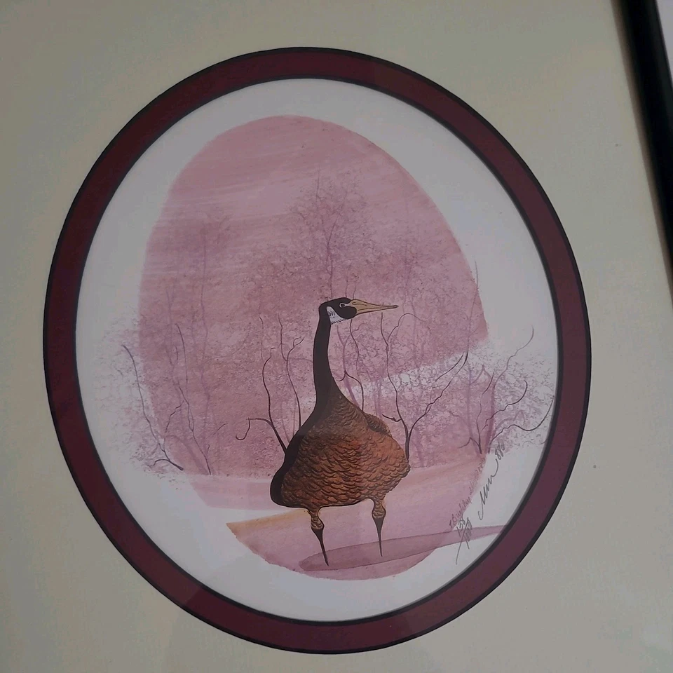 Lápiz estampado ganso numerado 138/1000 y firmado por P. Buckley Moss 1988 enmarcado.  Foto 3 de 4