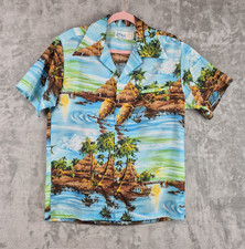 VTG KOLE KOLE HAWAIIAN MENS Small POLY USA MADE RESORT VACAY BEACH PALM TREES