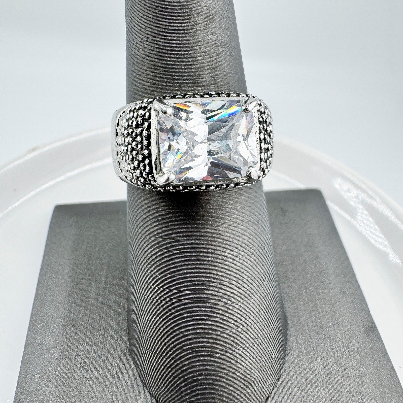 Vintage Textured Rectangle Statement Ring Chunky … - image 5