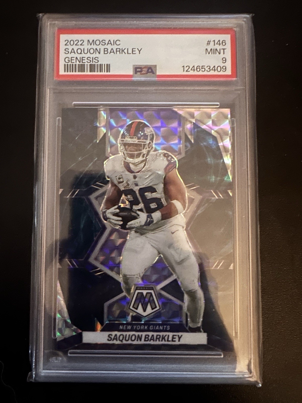 2022 Panini Mosaic - Saquon Barkley #146 CASE HIT Genesis Mosaic Prizm