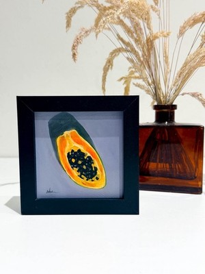 Papaya Ölgemälde - GERAHMT Original Stillleben Obst Fine Art Signiert Verkauf