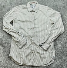 Ted Baker London Shirt Mens Medium Gray White Striped Long Sleeve Button Down