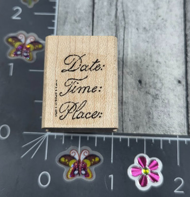 Stampin' Up! Date Time Place Invitation Elegant Script Rubber Stamp Wood #S58