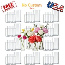48pcs Glass Cylinder Vases for Centerpieces,Clear Flower Vases for Wedding Deco