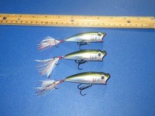 Lot of 3 AZuma Popper Z  TOPWATER Lures - Metalic Silver Green