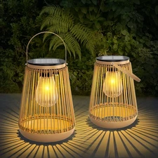 Solar Lanterns 2 Pack: Waterproof Hanging Lights, Outdoor Decor for Garden, Yard