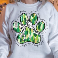 Dog Paw St Patricks Day Green Brushstroke Shamrock Pet Design