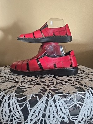 Josef Seibel Red Leather Slip On Womens Comfort Shoes Size 41 US 9.5 EXCELLENT 