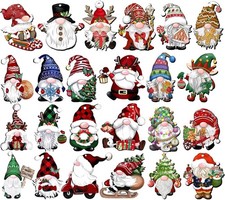 24Pcs Christmas Gnome Ornaments Unduplicates Wooden Hanging 24pcs