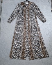 Vtg 60s Vanity Fair Leopard Print Long Nightgown Robe Sleep Shirt Long Sleeve 12