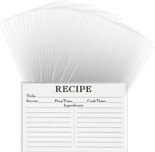 100 Recipe Card Protectors - 4X6 Waterproof Clear Plastic Sleeves