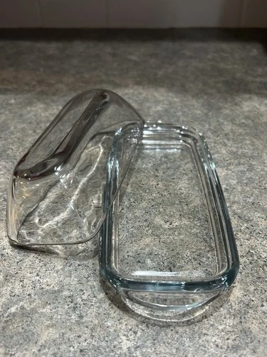 Vintage Anchor Hocking Clear Glass Butter Dish with Lid