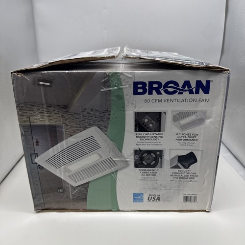 Broan Ultra Quiet Humidity Sensing Bath Ventilation Fan with LED Light ...