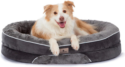 Large Orthopedic Dog Bed with Egg Foam, Bolster Cushions & Washable Cover