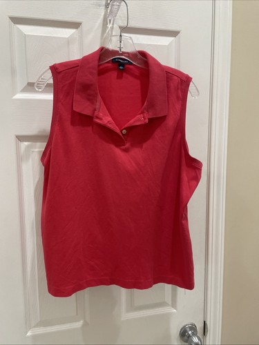 Lands End Women's Gorgeous Pink Polo Shirt Size XL Cute Sleeveless Tank - Picture 1 of 3