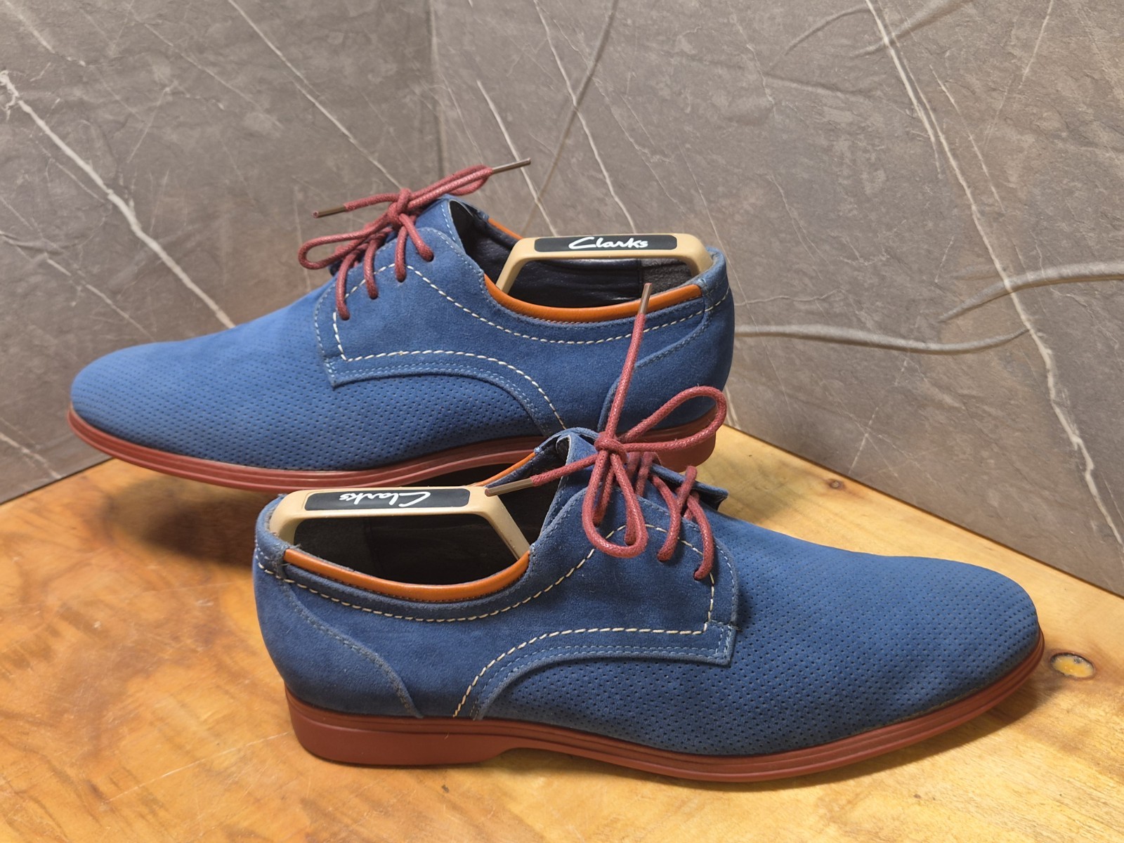 V&D Hombres Azul Gamuza Informal Derby Zapatos con Cordones Reino Unido 9 Eur 43 Colección Exclusiva