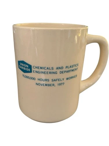 Vintage Union Carbide Safety Award Mug 1977 Milk Glass USA