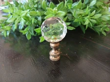Vintage Lamp Finial-STUNNING LEADED CRYSTAL LAMP FINIAL**ANTIQUE BRASS BASE**