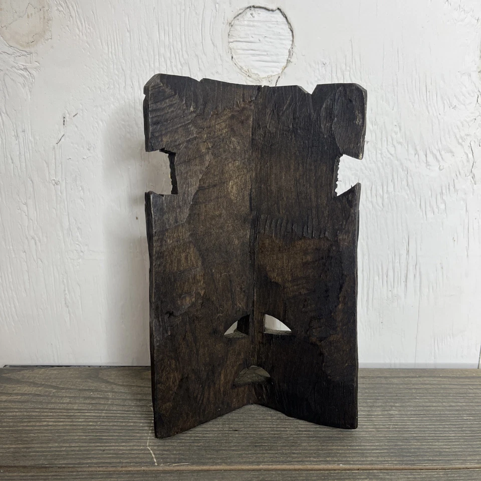 Mayan Warrior Serpent Mask Handcarved Wood Wall Decor 8" Tall - Image 4 of 4