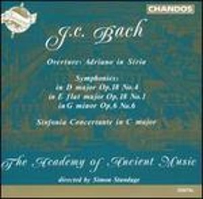 J.C. Bach: Overture, Adriano in Siria; Symphonies; Sinfonia Concertante in C