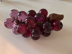Vintage Lucite Purple Grapes Cluster on Driftwood Large MCM 1960's